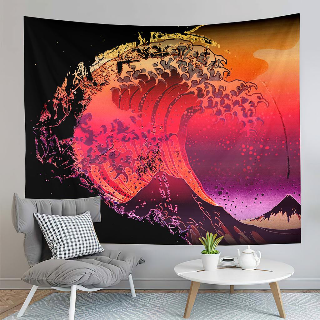Japanese Ocean Wave Tapestry Asian Anime Tapestry Great Wave Kanagawa Tapestry Art Home Living Room Bedroom Decor Tapestries