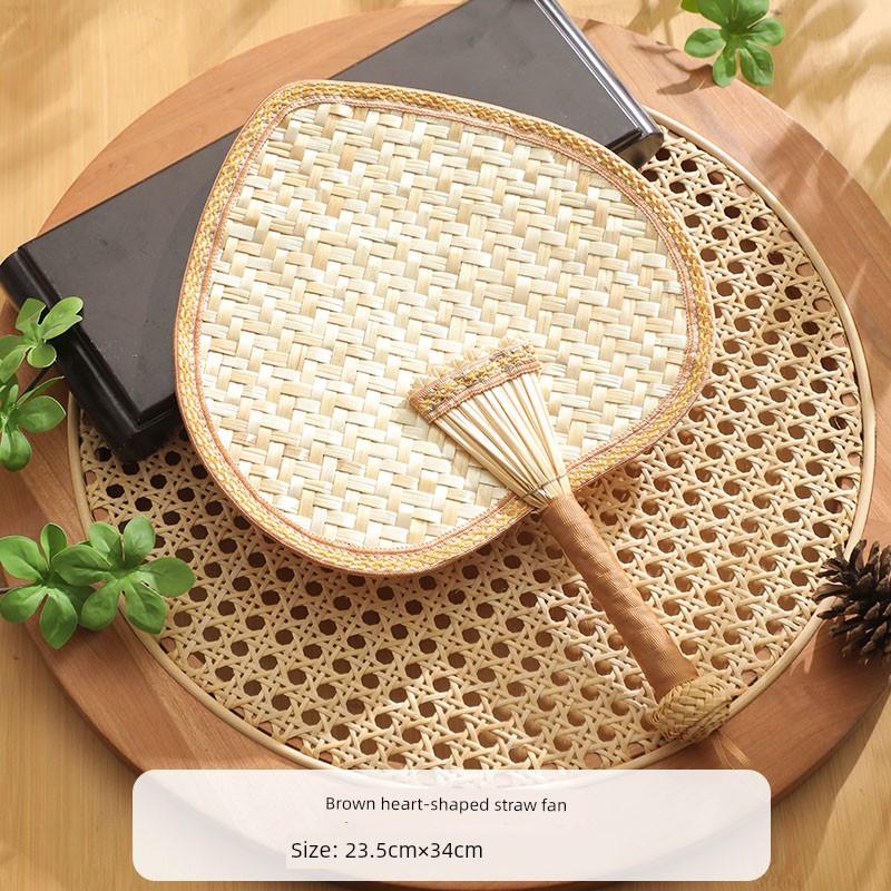Summer Straw Fan, Hand-Woven Traditional Hand-Held Summer Fan, Banana Leaf Fan, Chinese Style, for Babies and Children, Household Use