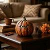 Rustic Wooden Pumpkin Decor Halloween Figurine, Spooky Ornament, Fall Thanksgiving Home Tabletop Accents Table Centerpiece for Party Tiered