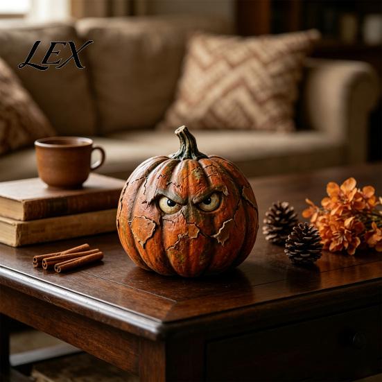 Rustic Wooden Pumpkin Decor Halloween Figurine, Spooky Ornament, Fall Thanksgiving Home Tabletop Accents Table Centerpiece for Party Tiered