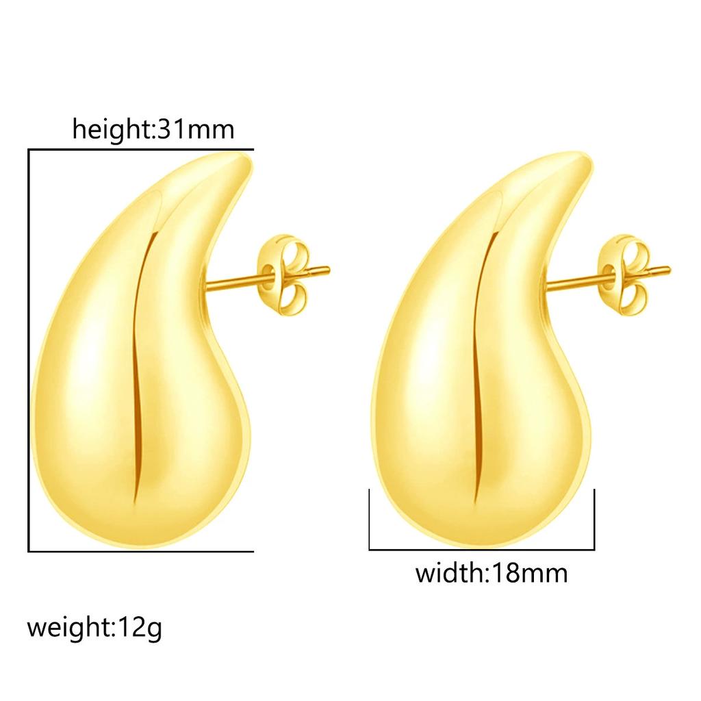 Stainless steel women's hollow earrings round gold-plated earrings 18K oval light luxury earrings