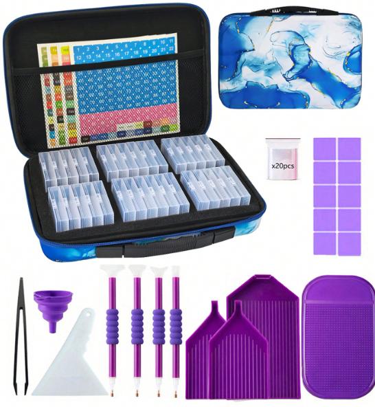 Diamond Painting Storage Kit Portable Bead Organizer Case with Containers Pens Trays Tweezers Wax and Accessories for DIY Crafts