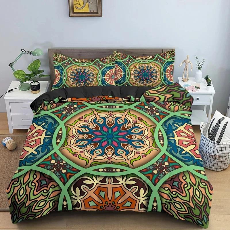 Luxury Boho Mandala Duvet Cover Set Bohemian Bedding Sets Mandala Print Comforter Cover King Size Double Bed Set Quilt Cover