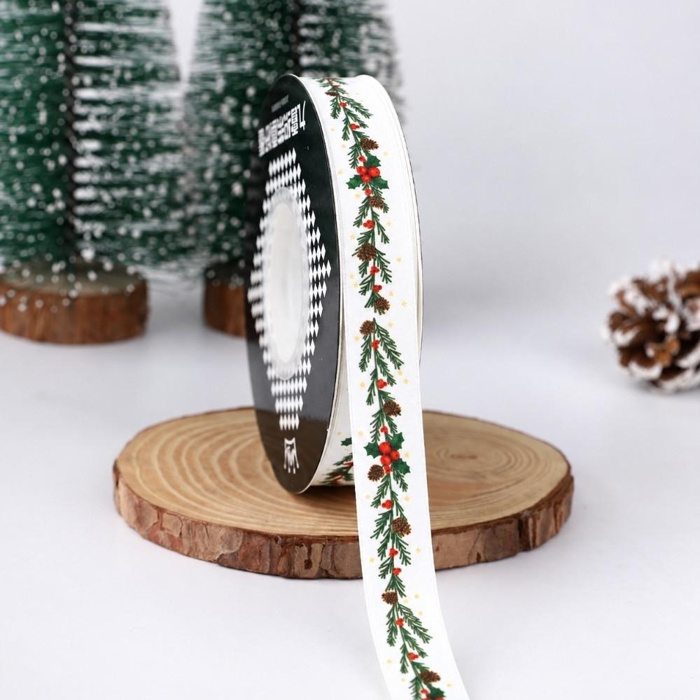 New 11m Christmas Ribbon Metallic Foil Print Christmas Theme Holiday Ribbon Satin Christmas Gifts Wrapping Ribbon Gift Wrapping