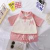 2026 New Korean Style Color Blocked Summer Children's Collar Polo Shirt Set