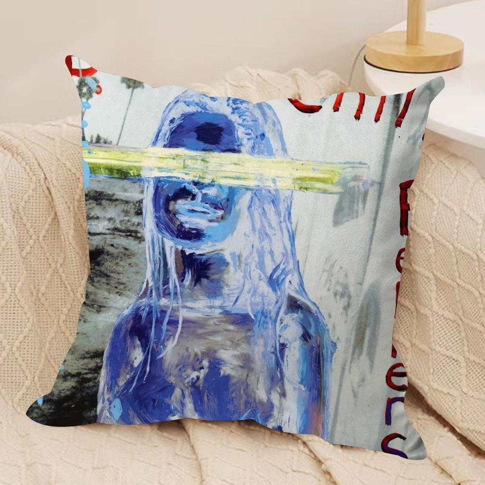 Hot Chili PPeppers Band Cushion Cover Soft Plush Fabric DoubleSided Printed Sofa Cushion Cover for All Seasons Home Decor Gift