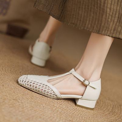 Summer Women's Hollow Sandals Rubber Soft Sole Size Women's Shoes Buckle Bag Heel Casual New Flat Sandals Women
