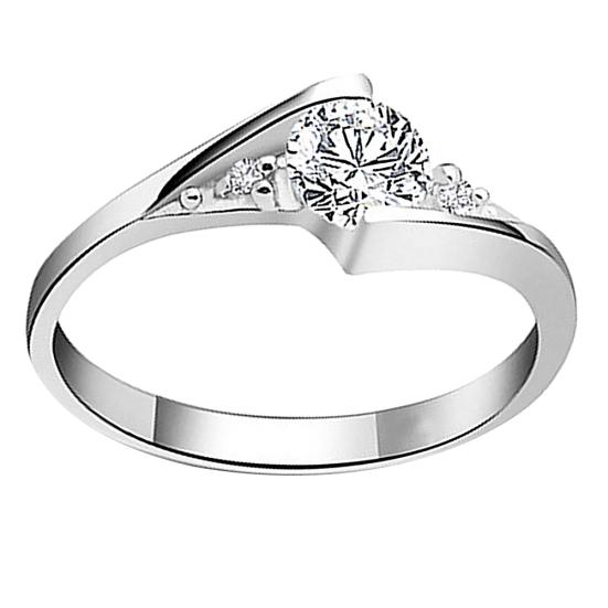 Блестящий поворот круглый огранка кубический цирконий горный хрусталь кольцо свадебные украшения подарок US 5 серебряный