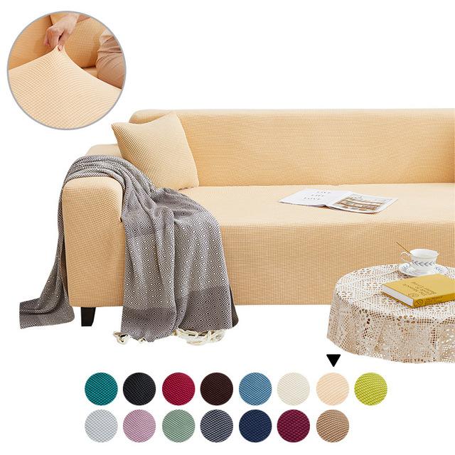 Living Room Sofa Cover Solid Color Elastic Sofa Cushion Thickened Polar Fleece Four Seasons General Furniture Protective Cover for Home