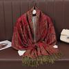 Womens Warm Winter Shawl Scarf With Cashew Jacquard Knit Acrylic Wrap Fall