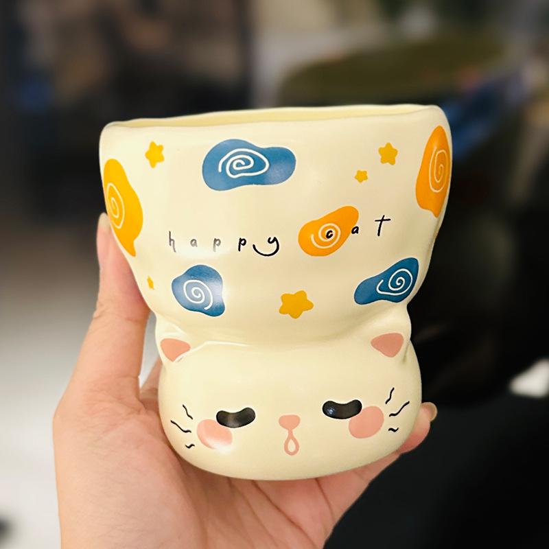 

Cute Cartoon Animal Ceramic Goblet Creative Handy Cup Home Coffee Cup Points Redemption Gift Souvenir t 280ml