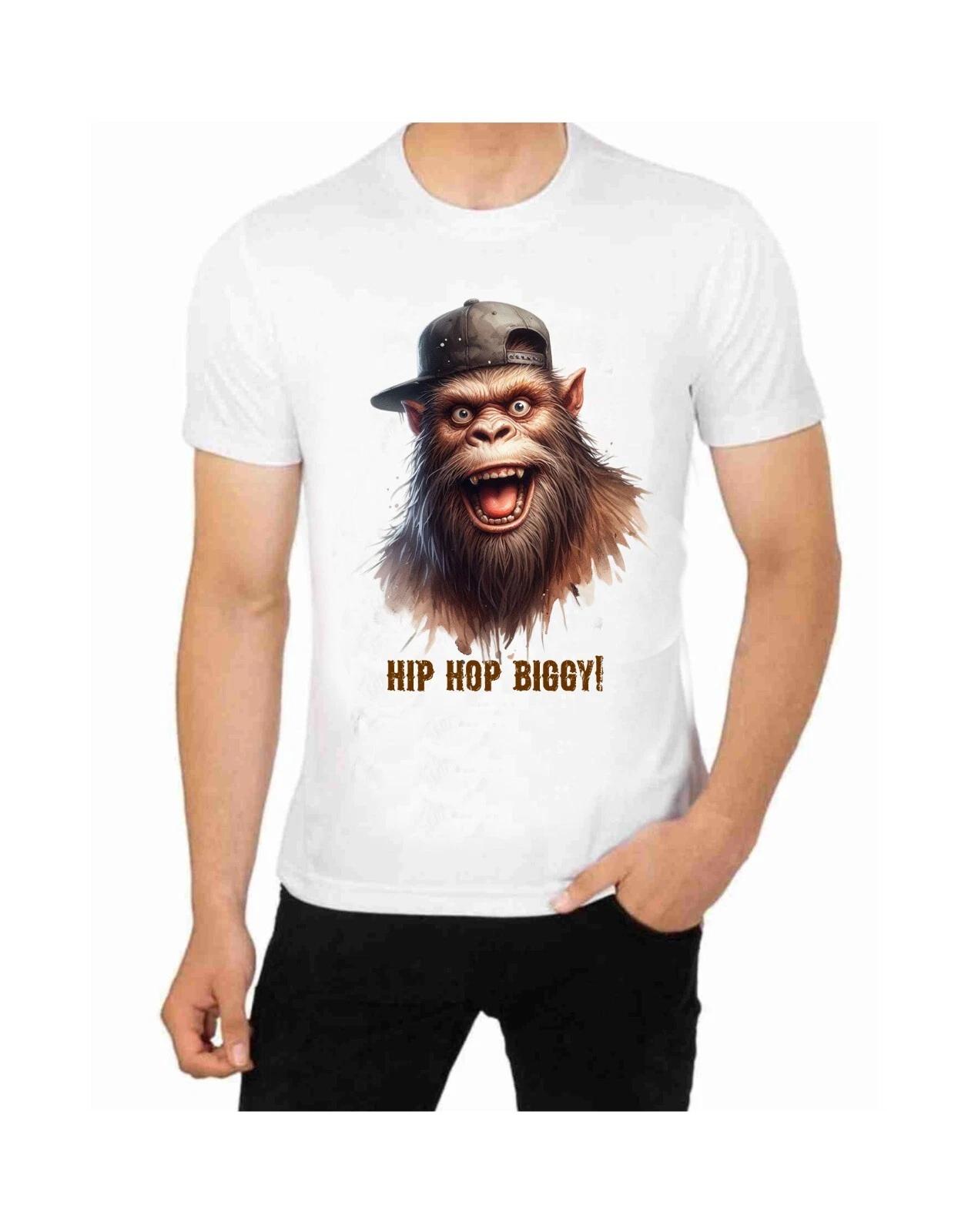 Bigfoot Sasquatch Hip Hop Biggy! T-Shirt Men Apparel Monsters Animals Art XL