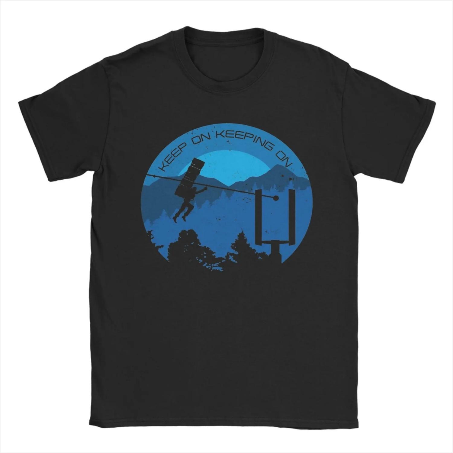 

Aesthetic Zip-line - night Death Stranding T-Shirt s Cotton Short Sleeve Crewneck Summer Top Tee S чёрный