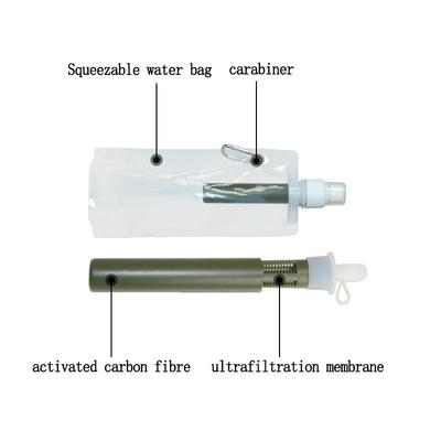 Survival Water Filter Straw Portable Purifier Bottle Outdoor Emergency Camping Bag Hiking Purification Gear
