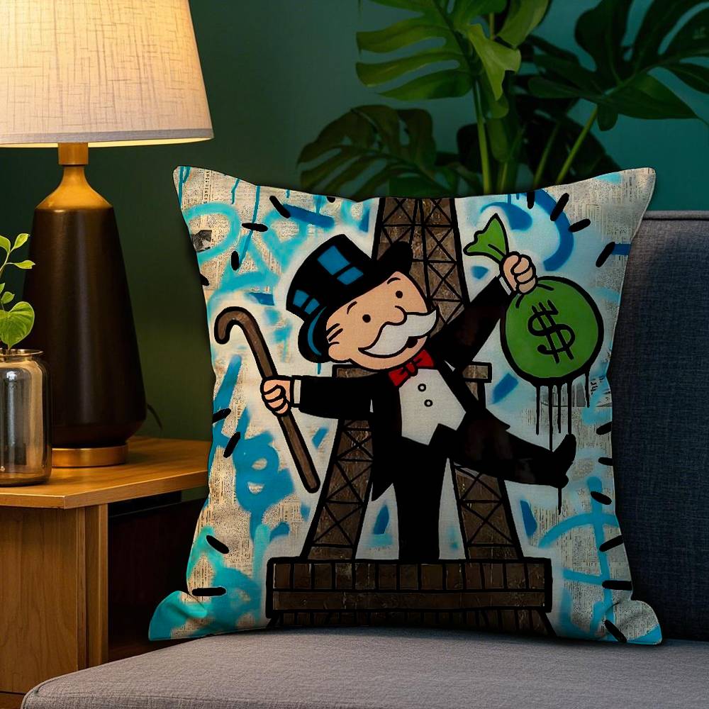 Cartoon M-Monopoly Pillow Case Plush Fabric Soft Double Sided Print Sofa Cushion Cover Throw Pillow Covers
