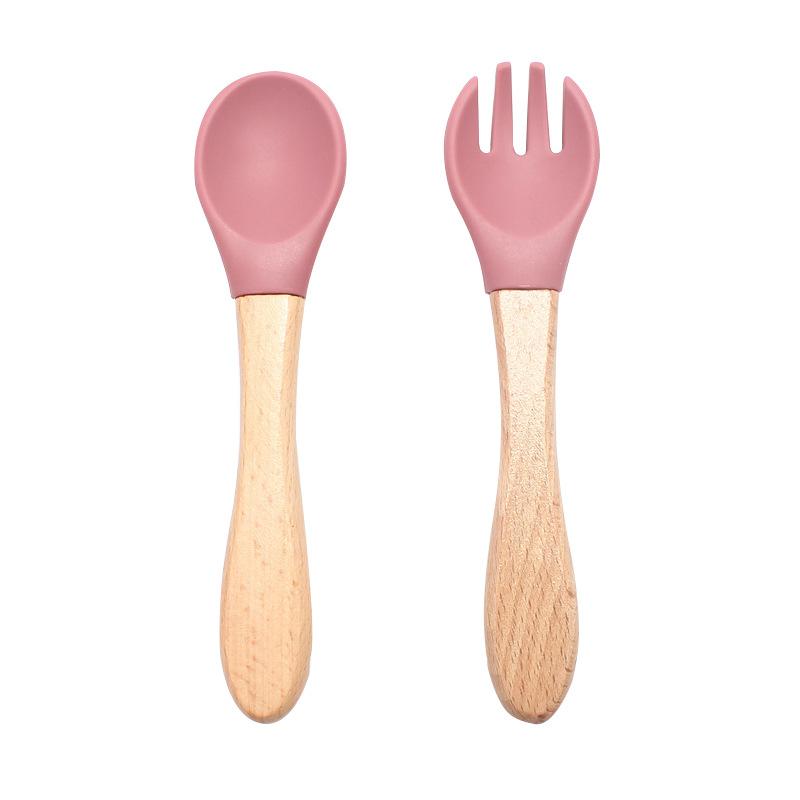 Soft Tableware Fork Food Grade Infant Feeding Children s Silicone Spoon and Fork Baby Eating Training Spoon бордовый