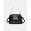 Fashiable and versatile color blocking small square bag with bow and pleated black handbag