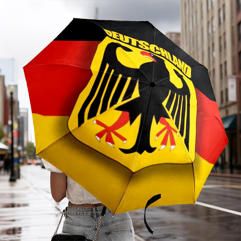 Eagle Emblem Of Germany Automatic Folding Umbrella - 8-Rib Travel Umbrella with Auto Portable Case, Ideal Gift for Birthdays