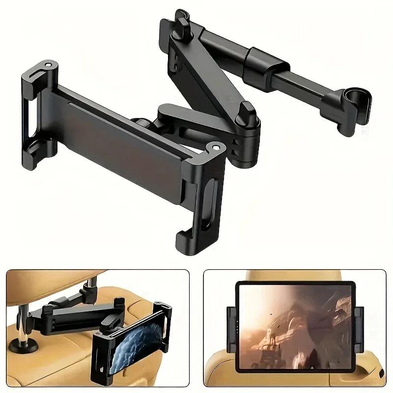 Car Tablet Holder Headrest iPad Mount Auto Telescopic Backseat Tablet Stand Cradle Clip Universal Seat Back Cell Phone Bracket