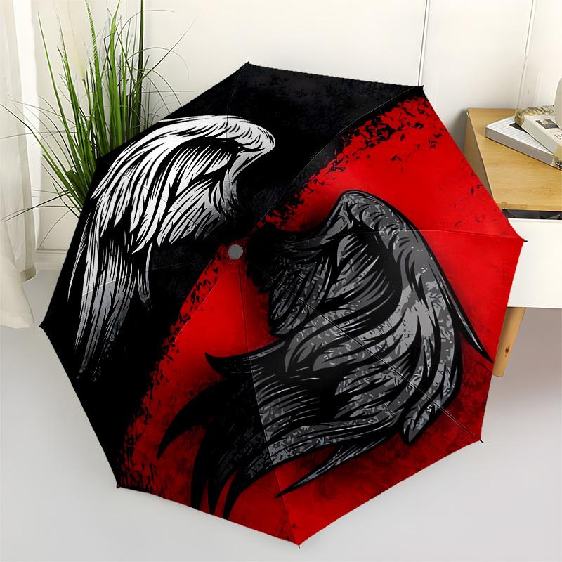 1pc Angel Devil Wings Contrast Umbrella with Plastic Handle, Suitable for All Seasons Outdoor PT396