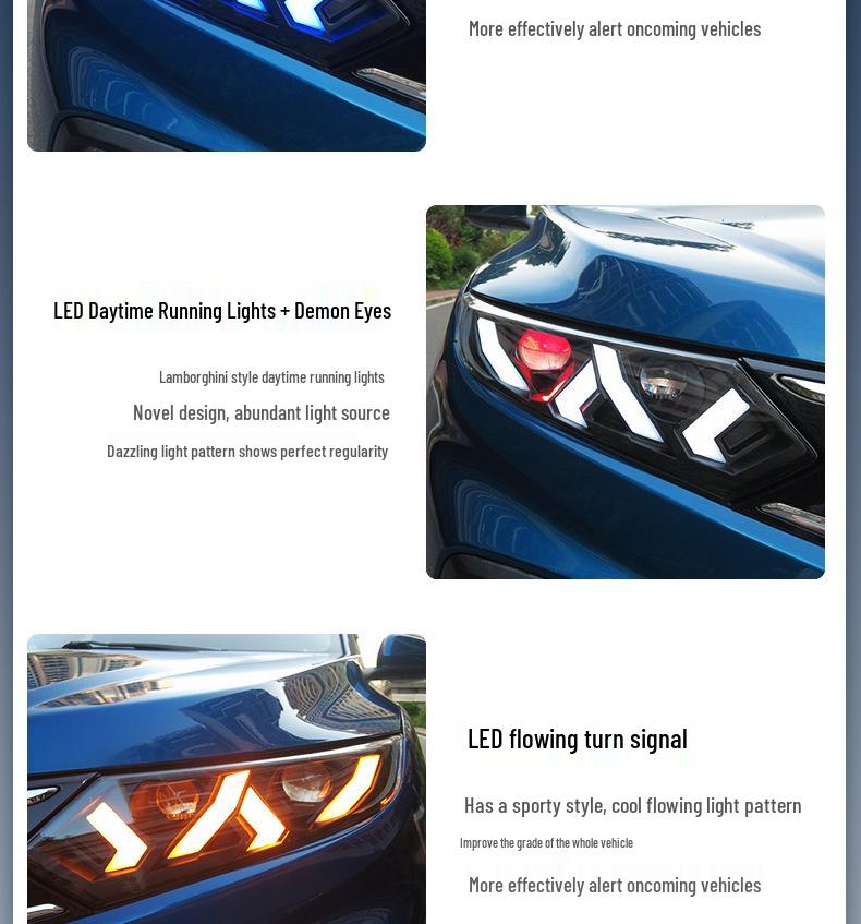 15-22 Honda XRV LED Daytime Running Lights Dual-Lens Headlight Assembly