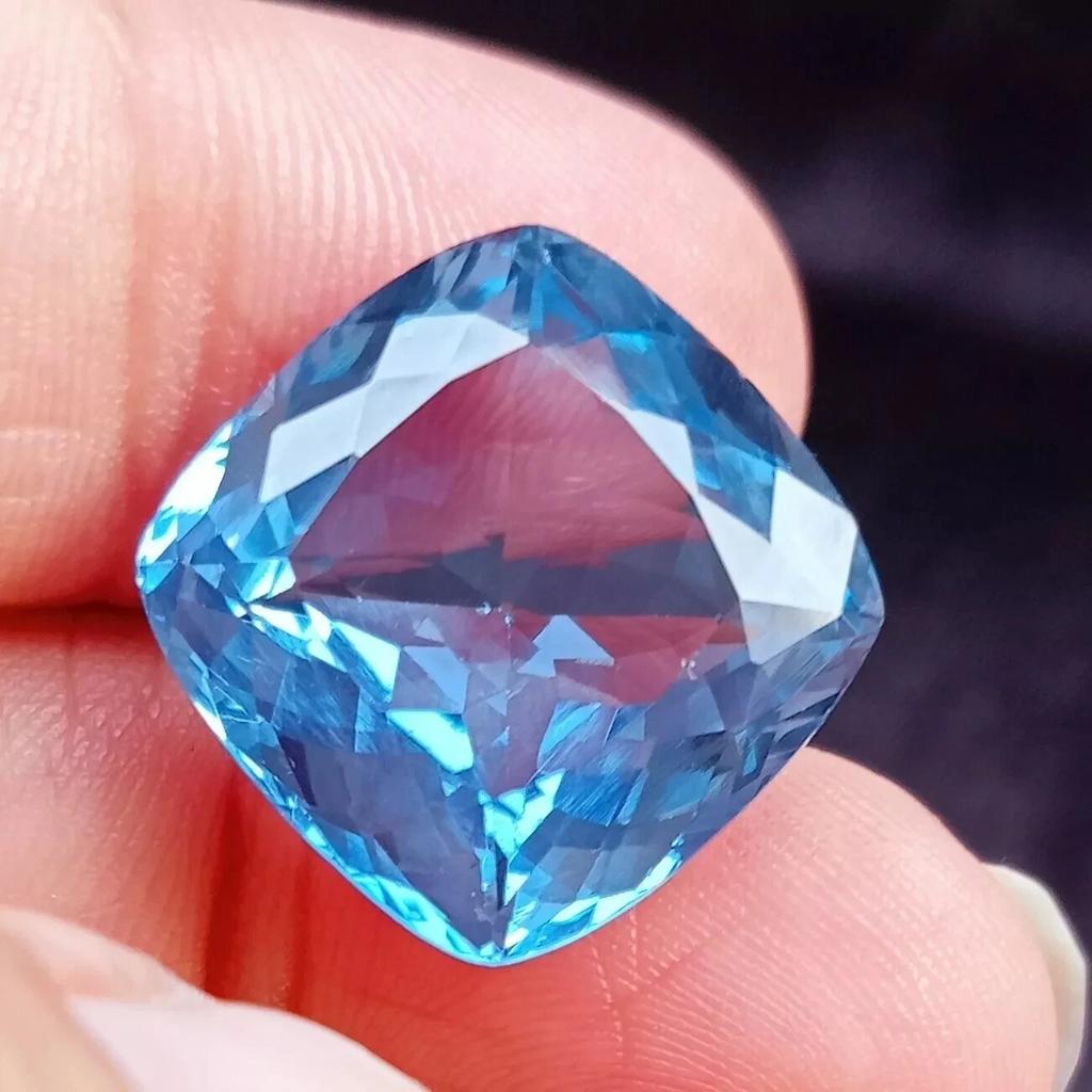 Certified Natural Ceylon Blue Aquamarine Cushion Cut 20+ Ct Fabulous Gemstone