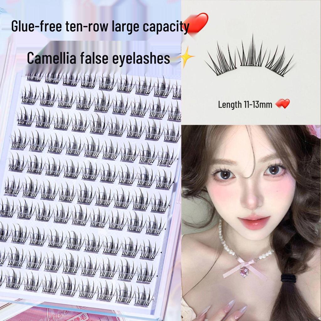 Self-Adhesive Natural Fishtail False Eyelashes - Beginner-Friendly, No Glue Needed, Wide Band