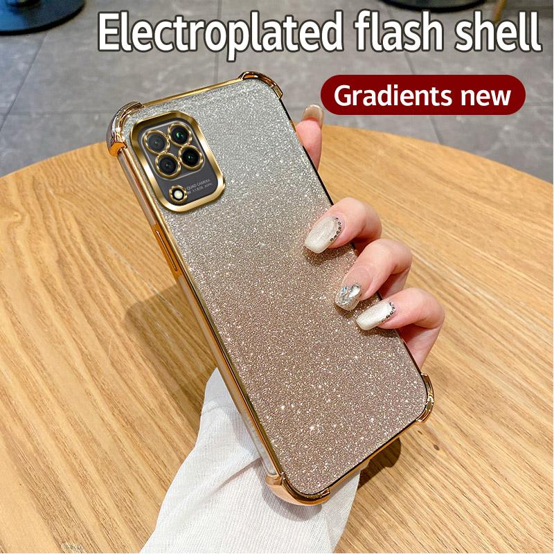 

Роскошный прозрачный противоударный чехол с блестками с гальваническим покрытием для Samsung Galaxy M32 M22 M12 M02 M02S M04 M05 A51 4G A52S A05S Мягкий чехол For Galaxy A32 5G золотой