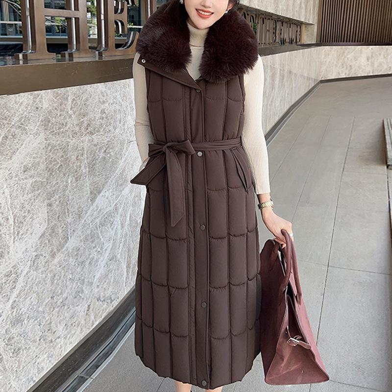 Detachable sleeves Plus Size L-7XL Fashion Woman Winter Coats With Belt Big Faux Fur Collar Long Parkas Hooded Loose Thick Female Jackets