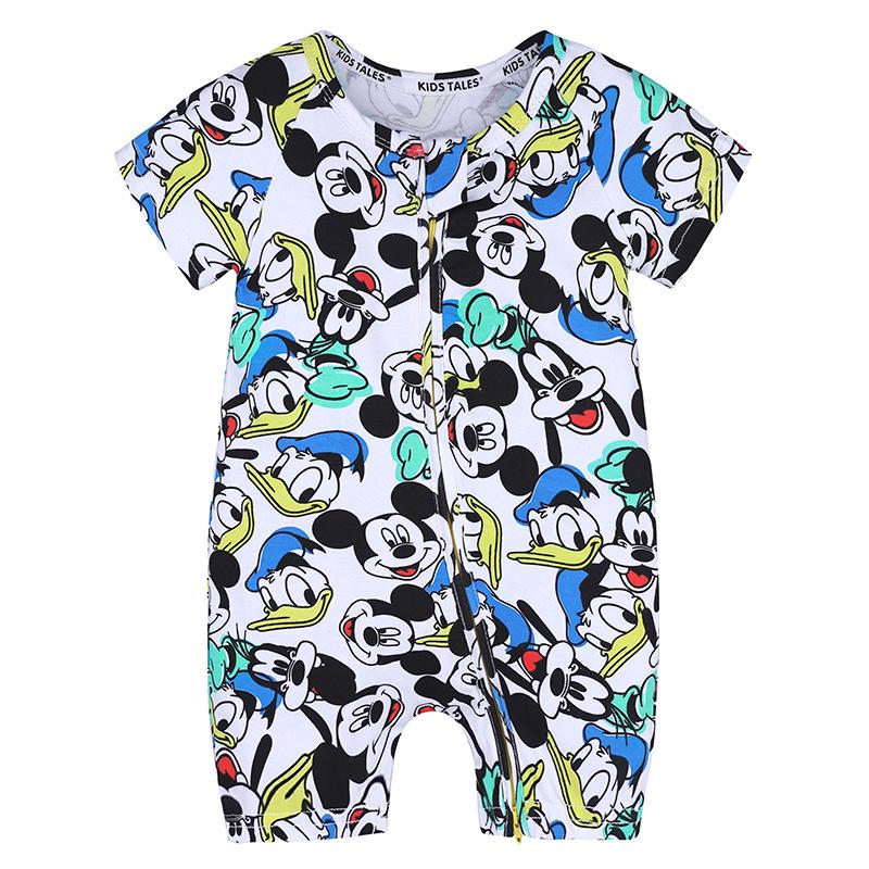 Kids Tales Lion Romper: Newborn Short Sleeve Double Zipper Jumpsuit