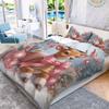 Comforter 3Pcs 1 Duvet+2 S Pink Christmas Deer Winter Snow Scene Theme Christmas Bedding Set Queen King Size