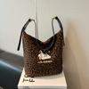 New brown leopard print armpit bag cute cat student class bag women's leisure large capacity shoulder tote bag