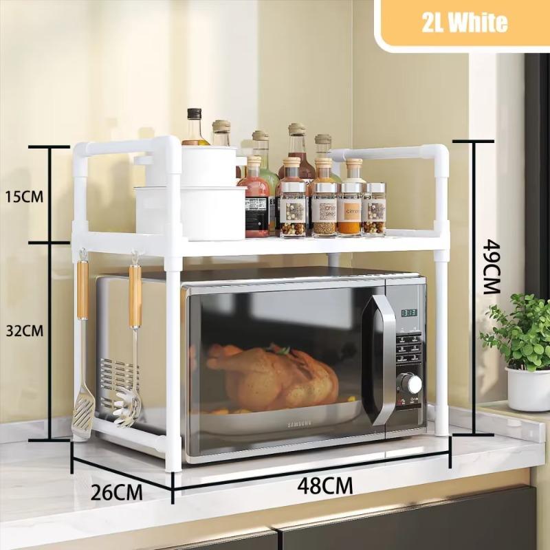 Kitchen Retractable Microwave Shelf Multi-layer Rice Cooker Oven Thickened Countertophousehold Seasoning Holder Storage Artifact