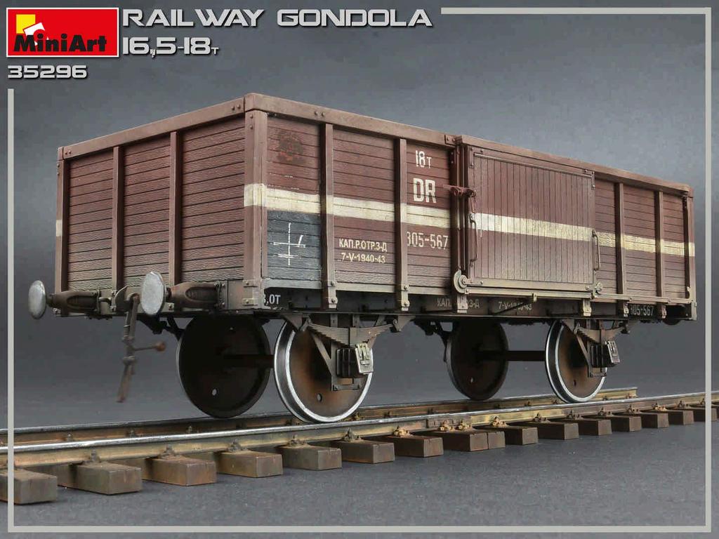 MiniArt German Army Gondola Freight Car with 5 Soldiers Plastic Model Kit MA35296 1/35 16.5-18t