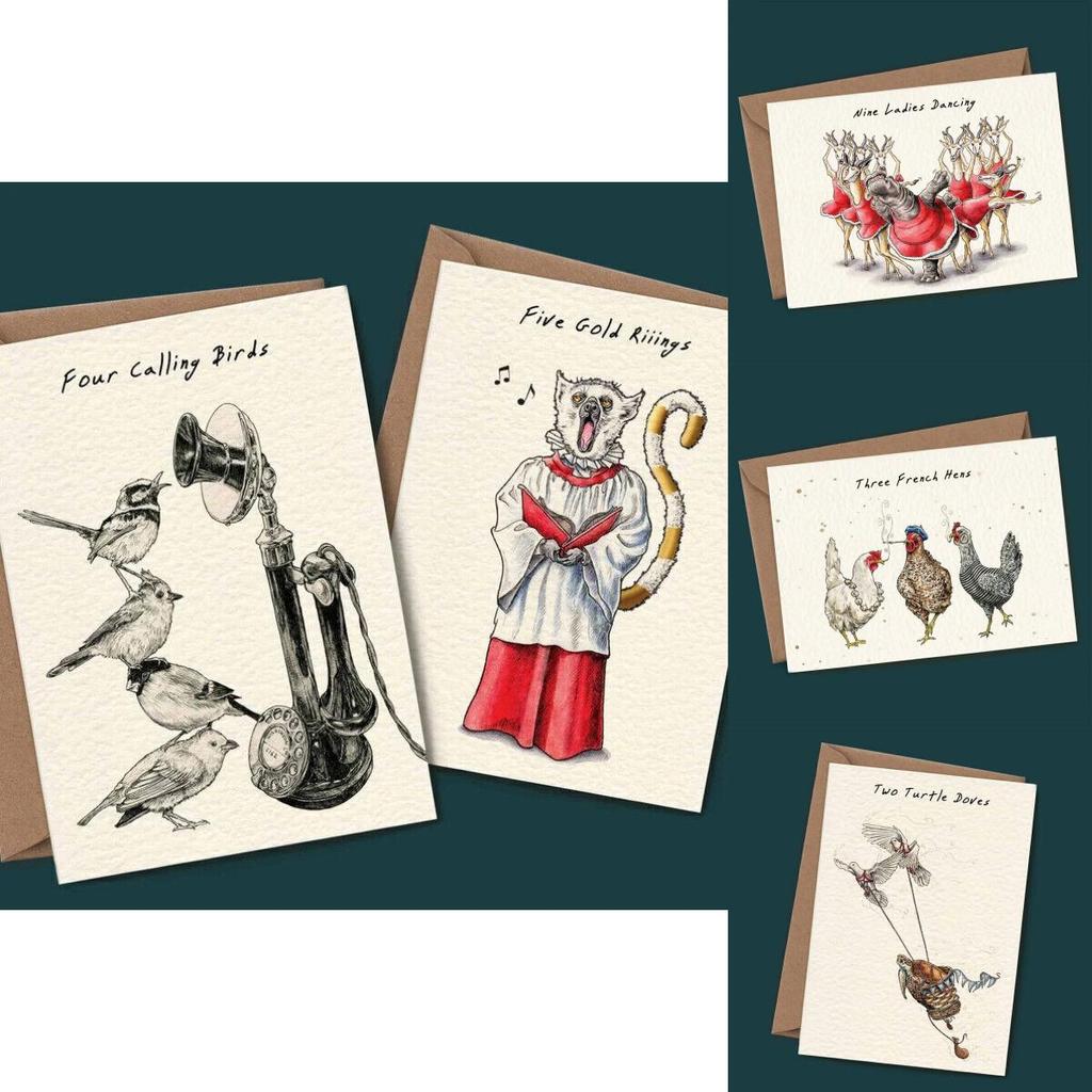 Christmas Card Set 12 Pieces Of Festive Cards And Envelopes With A Simple And Modern Design