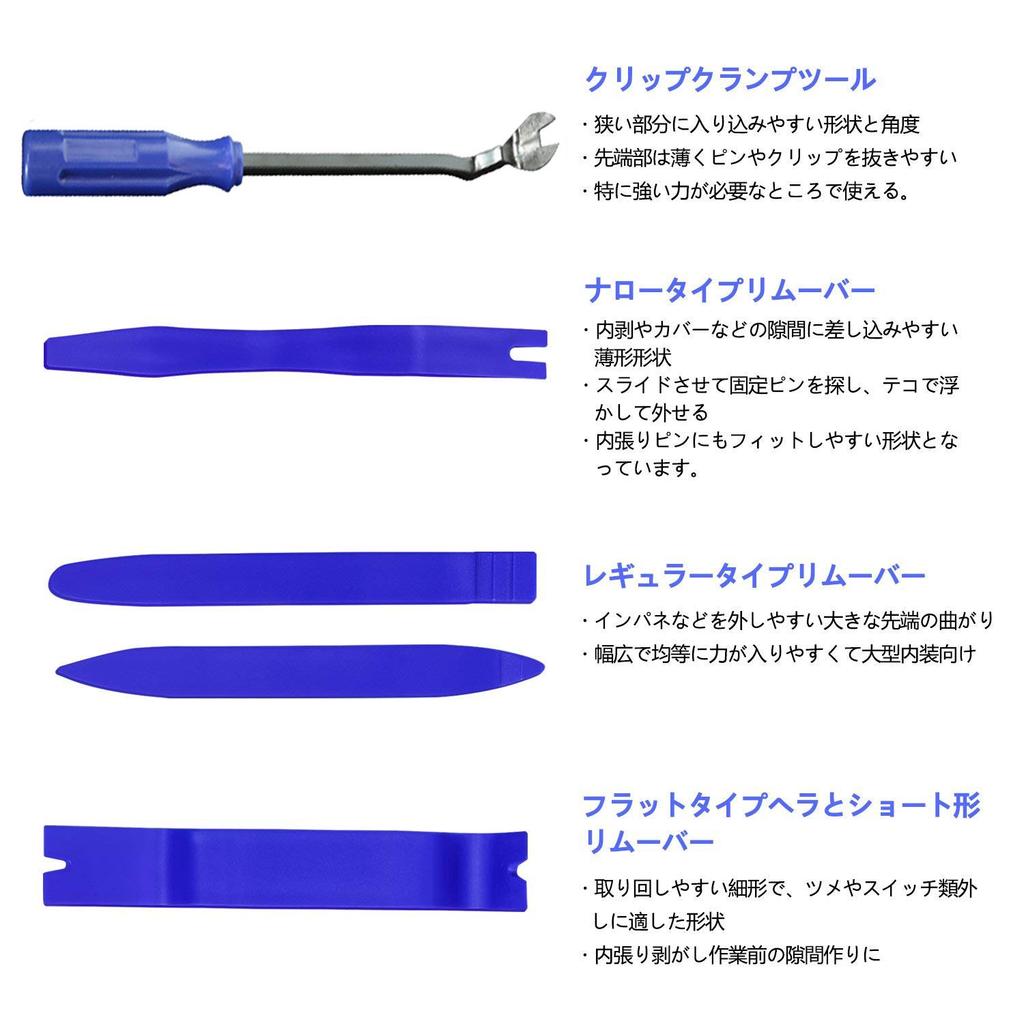 CAVLA 12 Piece Set Upholstery Removal Tool Panel Removal Power Seed Removal Tool Clip Clamp Tool (Blue) (12)