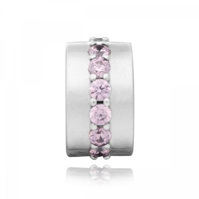 Pandora 791972pcz Shining Pass Pink Clip Silver Charm
