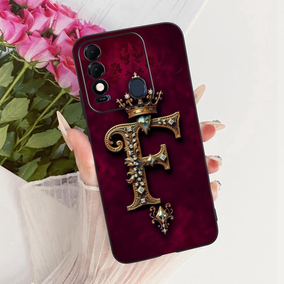 Fashion Crown Letter Case For Tecno Spark 8 8T 8C Soft Black Silicone Back Cover For Tecno Spark8 Spark8C Spark8T Phone Cases