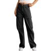 Damen lockere lässige High-Waist gerade Hosen mit sechs Taschen Cargo-Hosen