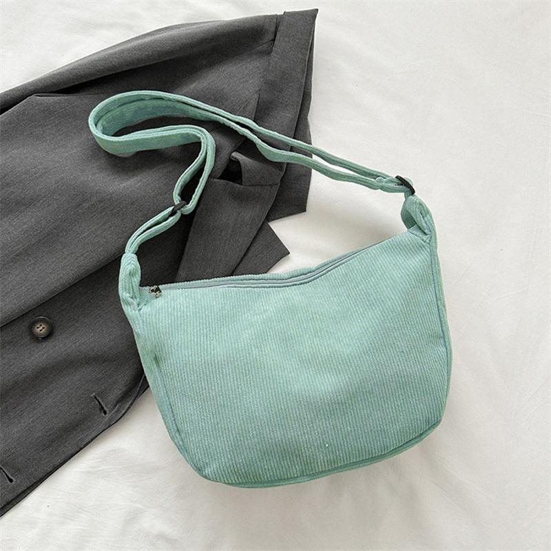 

Large Capacity Corduroy Shoulder Bag Cotton Cloth Handbag Handbag with Coin Purse Korean Style Tote Bag Solid Color Shoulder Bag світло-зелений колір