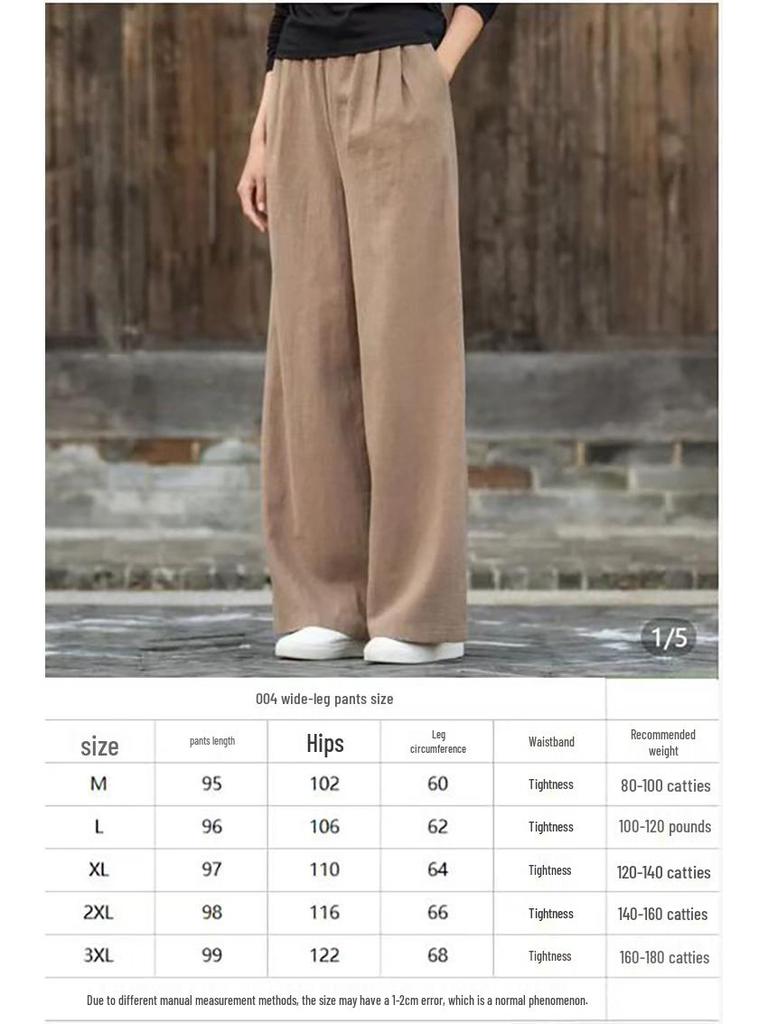 Pantaloni largi din bumbac-in de stil Hong Kong: Modă de primăvară și vară pentru femei plinute, la modă, confortabilă, care întinerește