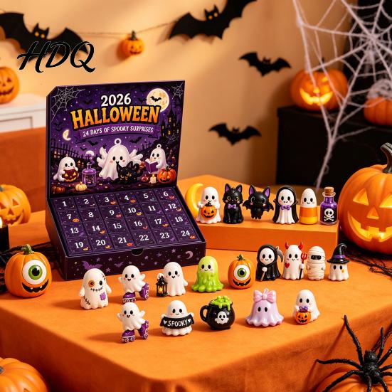 Family Holiday Countdown Toy Halloween Advent Calendar 2026 24 Day Box with Figures Kids Gift Novelty Toys for Kids Spooky Party Favor Collectible