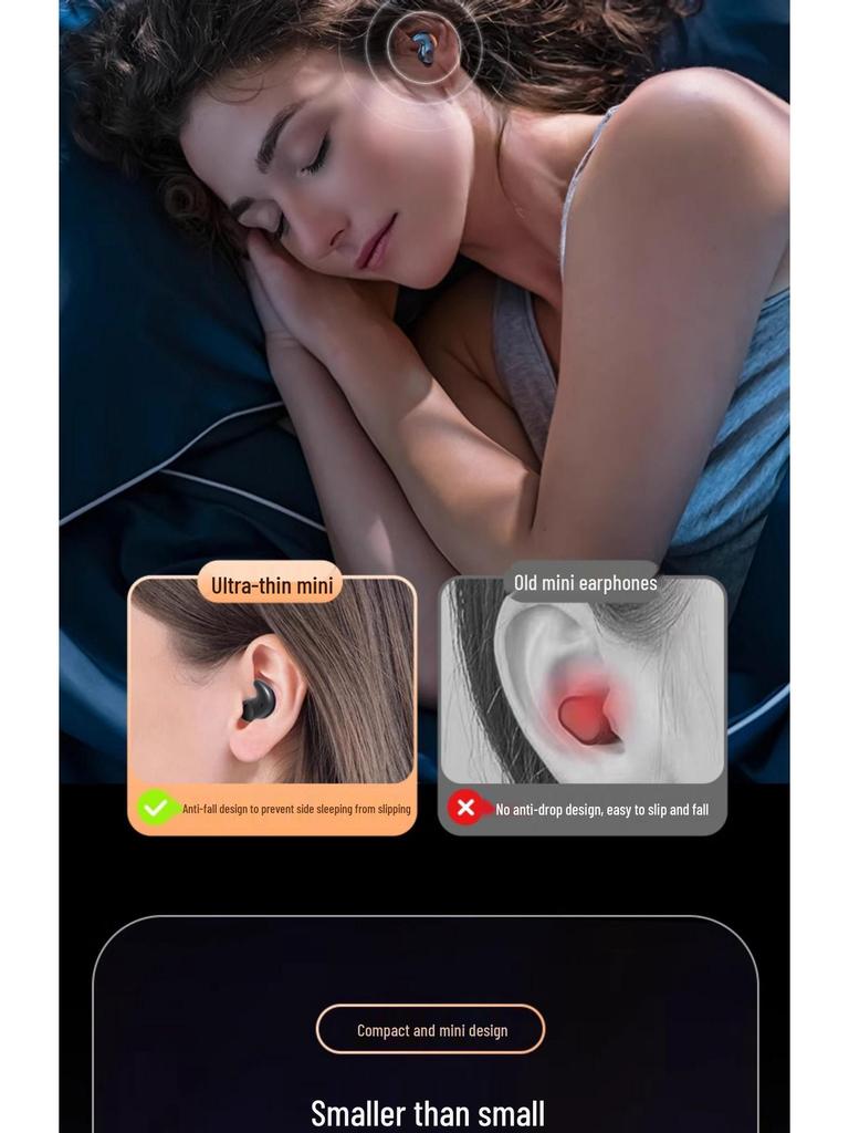 2025 Invisible Mini Wireless Sleep Bluetooth Headphones - Long Battery Life, Noise-Cancelling, Side-Sleep Comfort