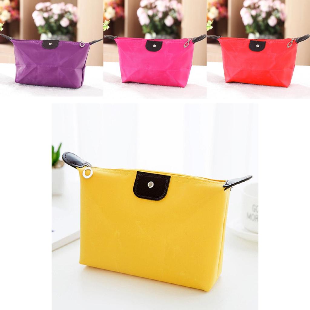 Portable Dumpling Cosmetic Case Nylon Foldable Makeup Bag With Handheld Design For Travel Use
