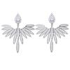 Mode Luxus Feder Kristall Flügel Symmetrische Ohrstecker Exquisite Silberfarbe Party Schmuck Accessoires für Damen