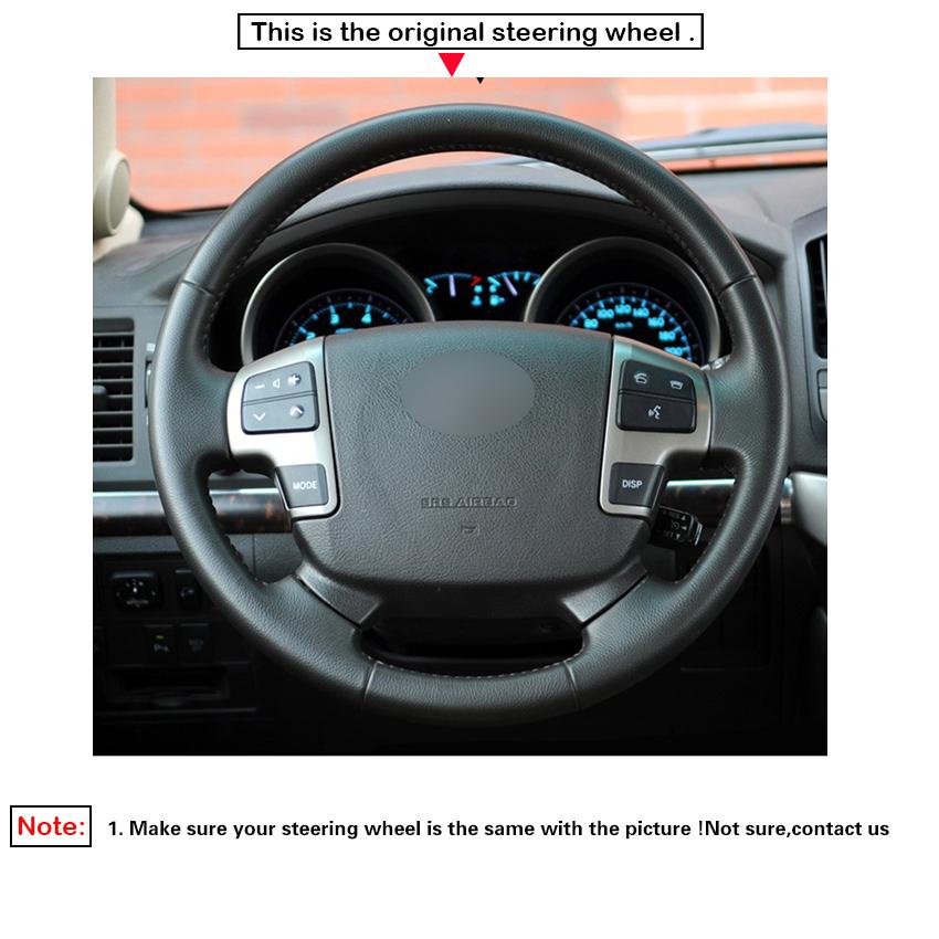 Black Artificial Leather No-slip Car Steering Wheel Cover for Toyota Land Cruiser HiAce 2007-2019 Tundra Sequoia 2007-2013