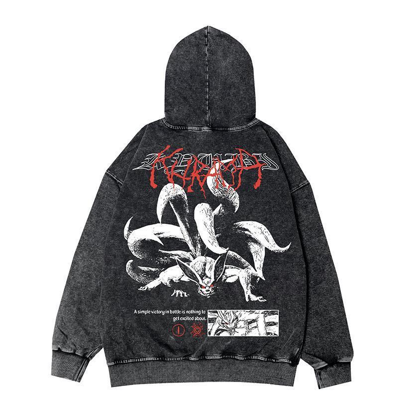 Naruto Vintage Oversized Hooded Jacket - Japanese Anime Style (Autumn/Winter)