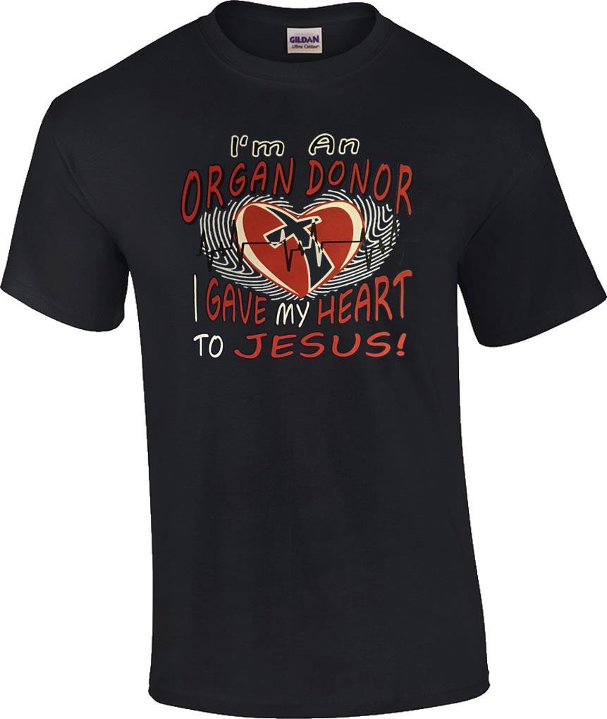 Christian Organ Donor I Gave My Heart to Jesus EKG Christ Religious T-Shirt M