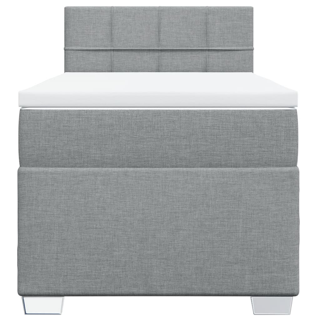 Vidaxl Kontinentalbett mit Matratze, Hellgrau, Stoff, 90x190 cm
