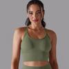 Solid Color Cross Back Sports Bra, Tight Fitting, Shock-absorbing, Gathering, High-strength Vest, Yoga And Fitness Bra For Women